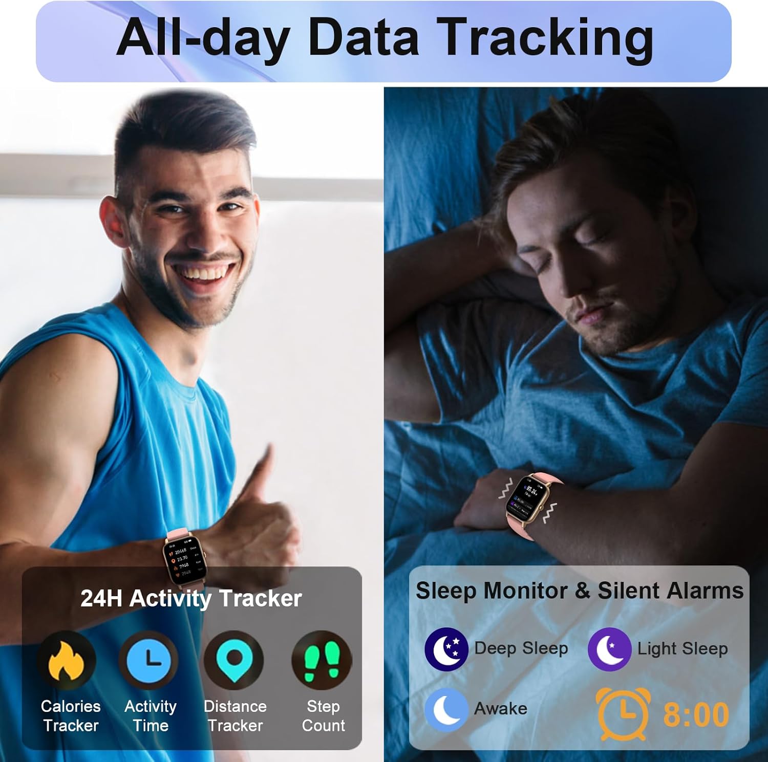 Smart Watch with Bluetooth Call (Answer/Make Call), 1.85" Ultra Large HD Screen, 100+ Sports Mode 2025 Smart Watches for Men Women, IP68 Waterproof Fitness Tracker with Heart Rate Sleep Monitor, Pink - Image 2