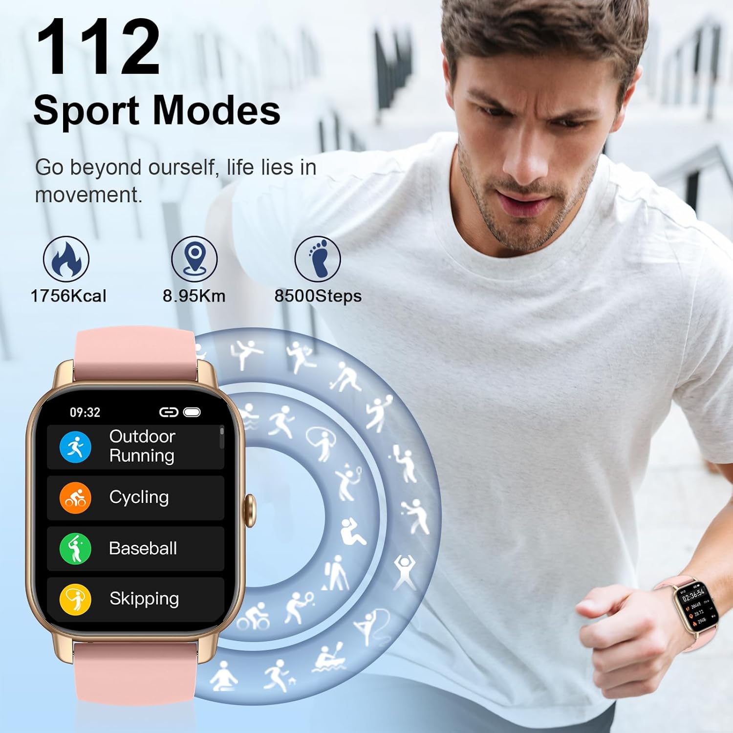 Smart Watch with Bluetooth Call (Answer/Make Call), 1.85" Ultra Large HD Screen, 100+ Sports Mode 2025 Smart Watches for Men Women, IP68 Waterproof Fitness Tracker with Heart Rate Sleep Monitor, Pink - Image 4