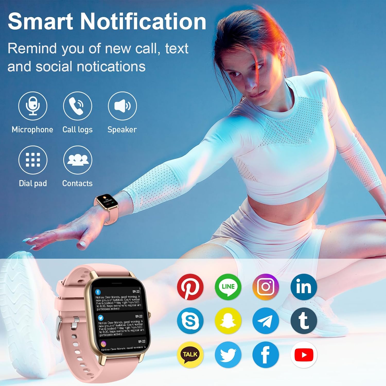 Smart Watch with Bluetooth Call (Answer/Make Call), 1.85" Ultra Large HD Screen, 100+ Sports Mode 2025 Smart Watches for Men Women, IP68 Waterproof Fitness Tracker with Heart Rate Sleep Monitor, Pink - Image 6
